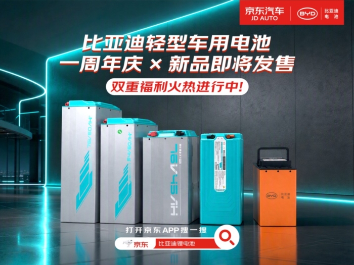 比亚迪轻型车用电池入驻京东一周年，二轮锂电品类成交规模增长超三成